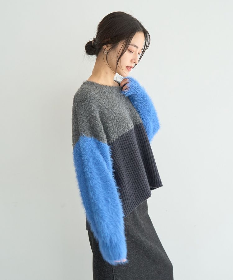 YECCA VECCA「素材MIX配色デザインニット」|ニット・セーター|