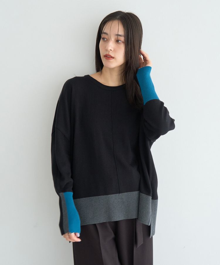 YECCA VECCA「カラーブロッキングニット」|ニット・セーター|Black