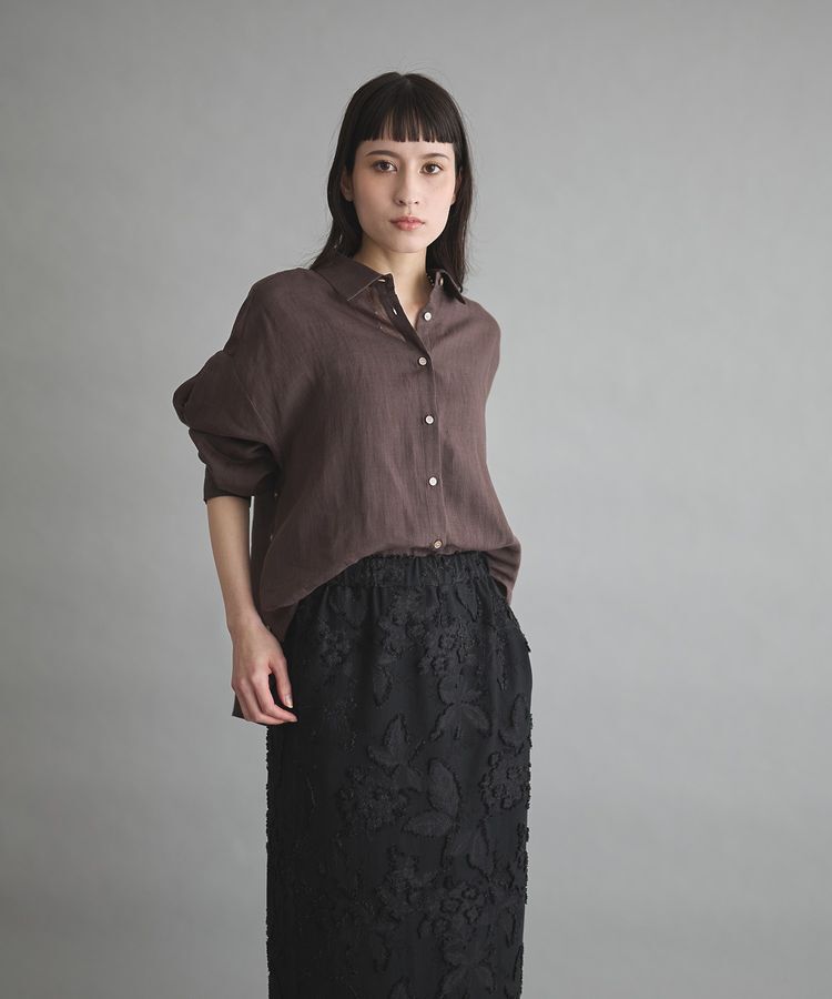 GARAGE OF GOOD CLOTHING「リネン2WAYサイド釦シャツ」|シャツ・ブラウス|Brown