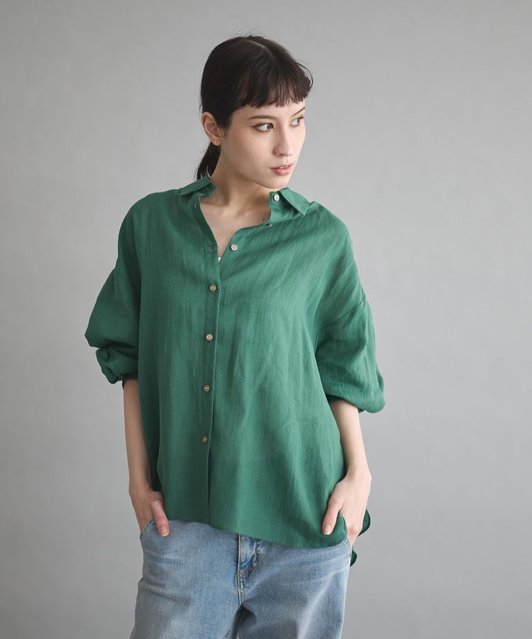 GARAGE OF GOOD CLOTHING「リネン2WAYサイド釦シャツ」|シャツ・ブラウス|Green
