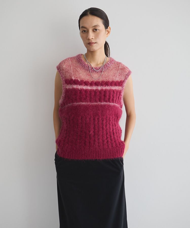 GARAGE OF GOOD CLOTHING「モヘア混ケーブル切り替えノースリーブプルオーバー」|ニット・セーター|