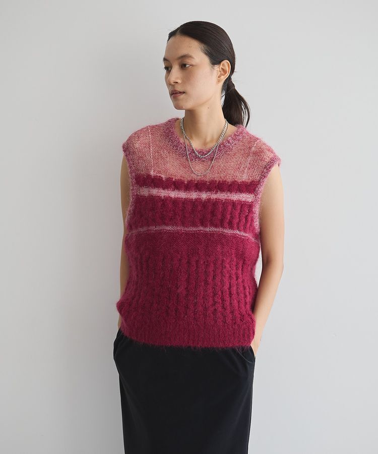 GARAGE OF GOOD CLOTHING「モヘア混ケーブル切り替えノースリーブプルオーバー」|ニット・セーター|