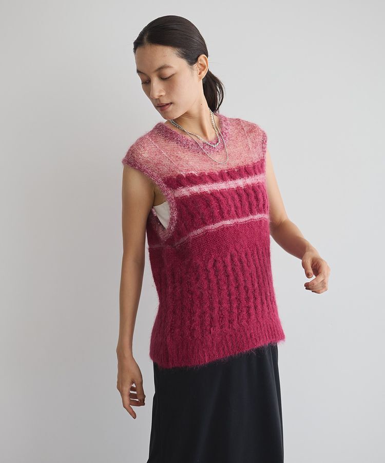 GARAGE OF GOOD CLOTHING「モヘア混ケーブル切り替えノースリーブプルオーバー」|ニット・セーター|