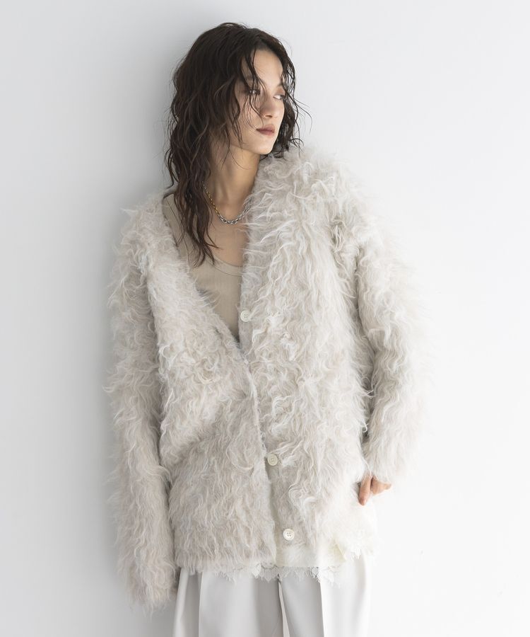 GARAGE OF GOOD CLOTHING「シャギーVネックニットロングカーディガン」|カーディガン|