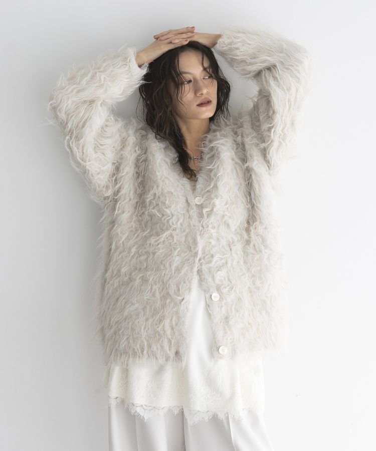 GARAGE OF GOOD CLOTHING「シャギーVネックニットロングカーディガン」|カーディガン|