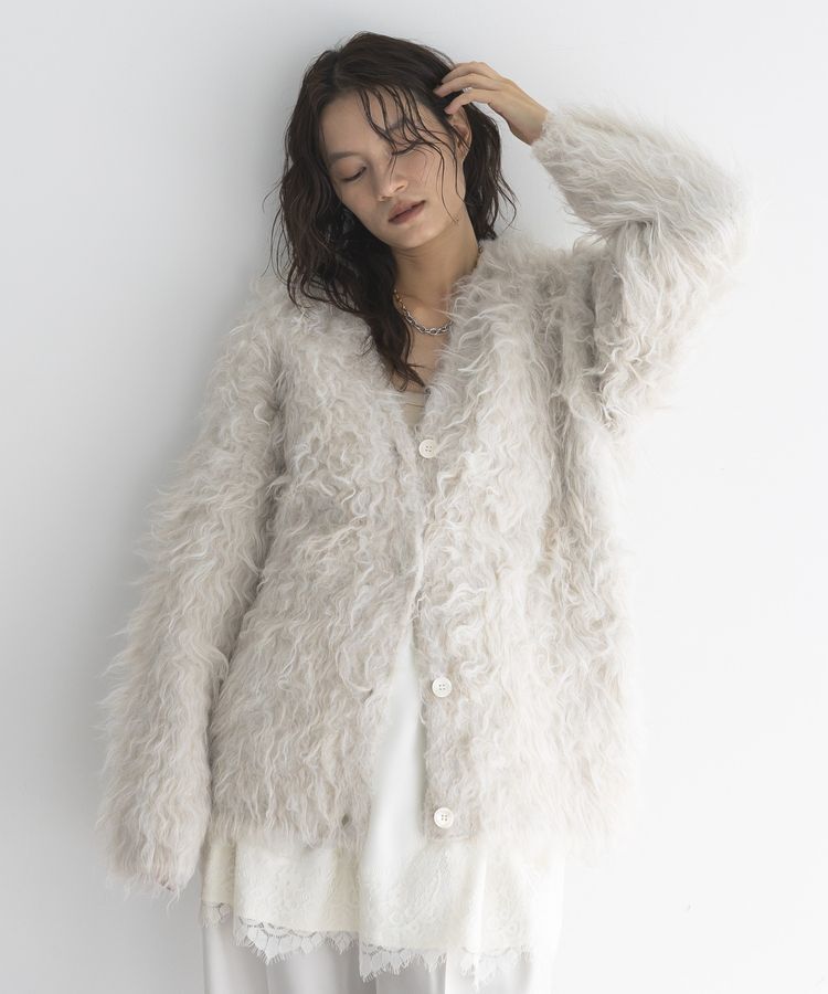 GARAGE OF GOOD CLOTHING「シャギーVネックニットロングカーディガン」|カーディガン|