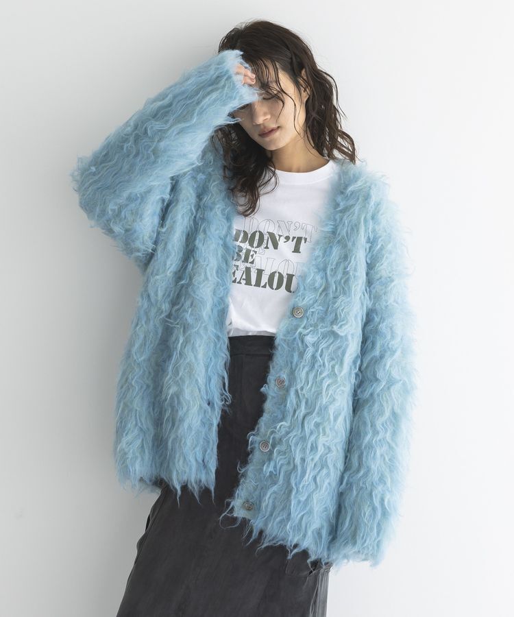 GARAGE OF GOOD CLOTHING「シャギーVネックニットロングカーディガン」|カーディガン|Blue