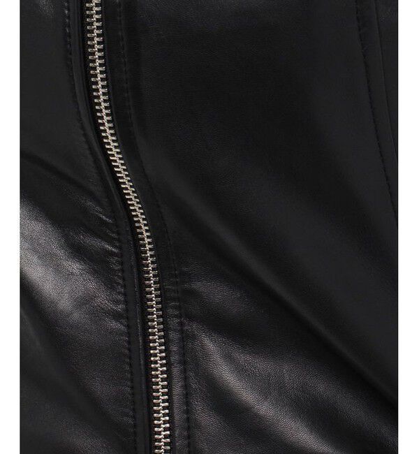 allureville「レザークルーネックジャケット」|ライダースジャケット|