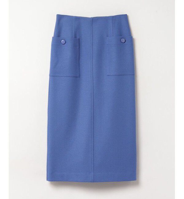 allureville「カラーメルトン釦付きタイトスカート」|スカート|ブルー