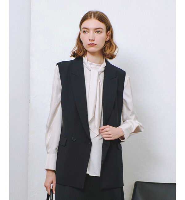 allureville「ギャバダブルブレストジレ」|その他|ブラック