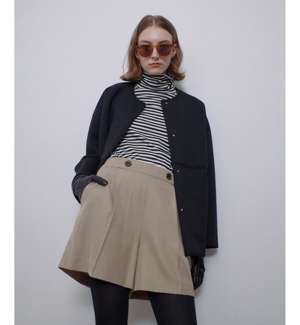 allureville「レーヨンボンディングノーカラージャケット」|ノーカラージャケット|ブラック