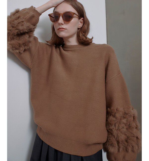 allureville「ラビットカフクレイジー釦2WAYプルオーバー」|ニット・セーター|