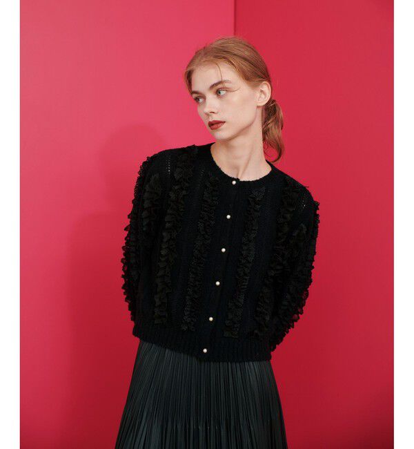 LOULOU WILLOUGHBY「【LOULOU WILLOUGHBY】レーストリミングカーディガン」|カーディガン|