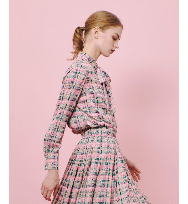 LOULOU WILLOUGHBY「【LOULOU WILLOUGHBY】チェックプリントボウタイブラウス」|シャツ・ブラウス|