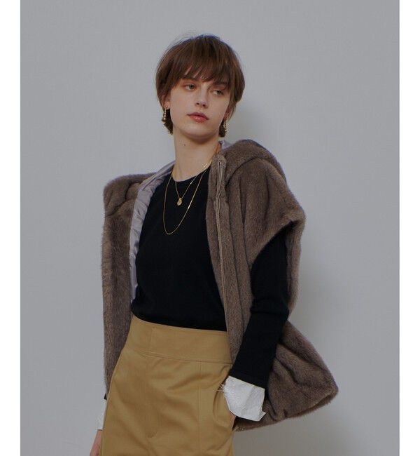 allureville「フェイクミンクファーフーディーブルゾン」|ブルゾン・スタジャン|