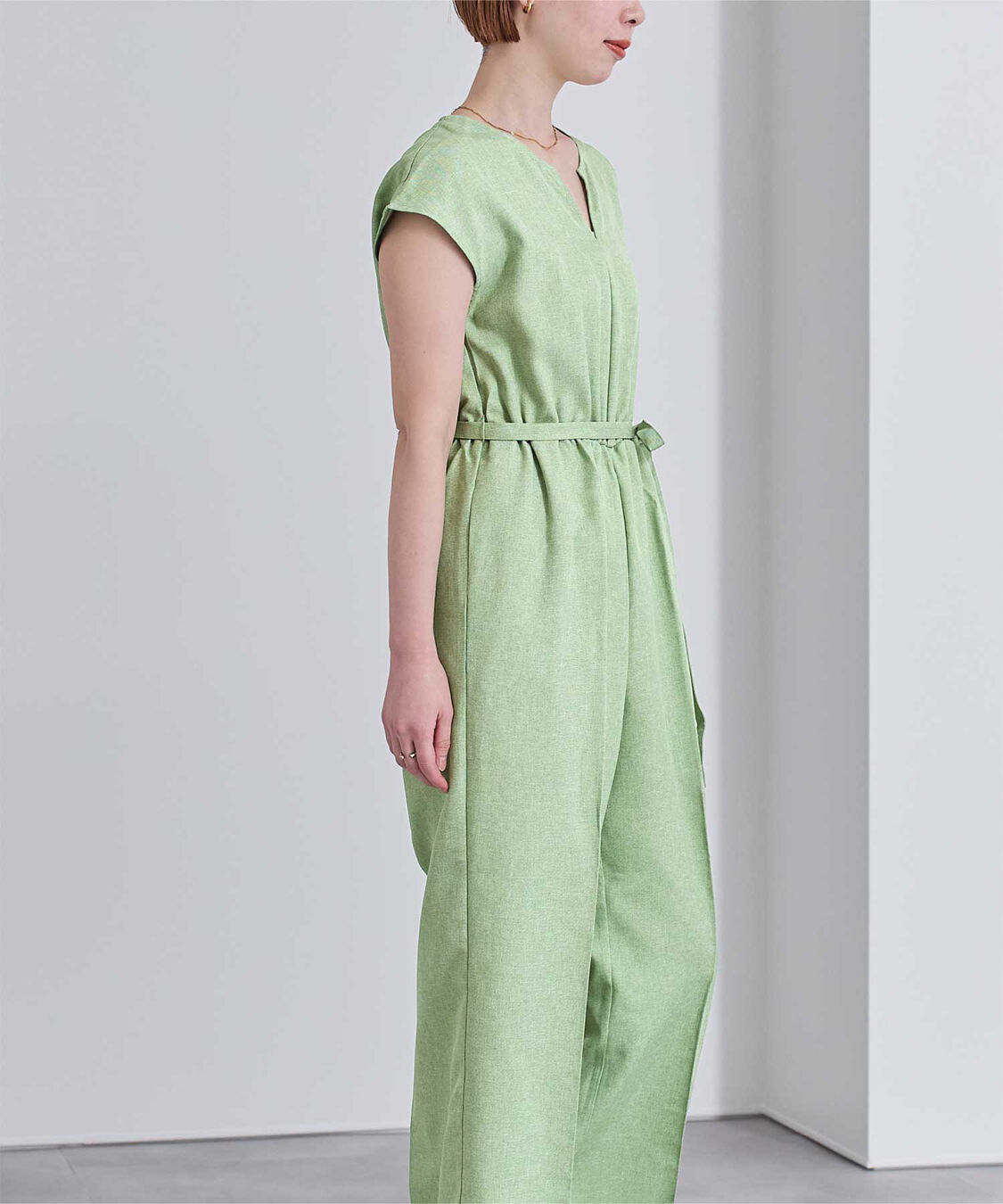 ur's「リネンライクヘンリーネックオールインワン」|オールインワン|