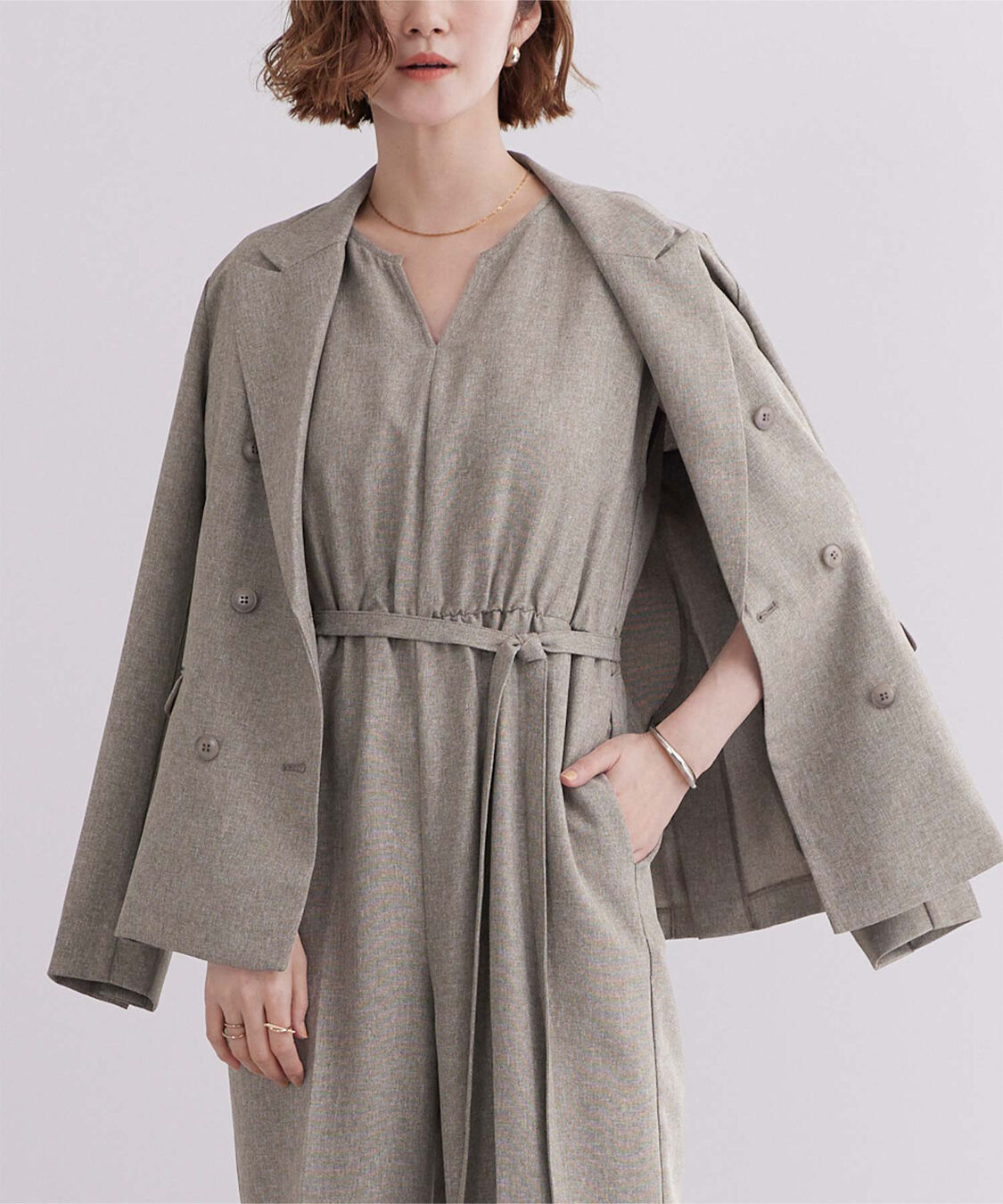 ur's「リネンライクヘンリーネックオールインワン」|オールインワン|