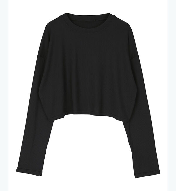 SEA DRESS「バックスリットショート丈ラッシュガード」|ビキニトップス|ブラック