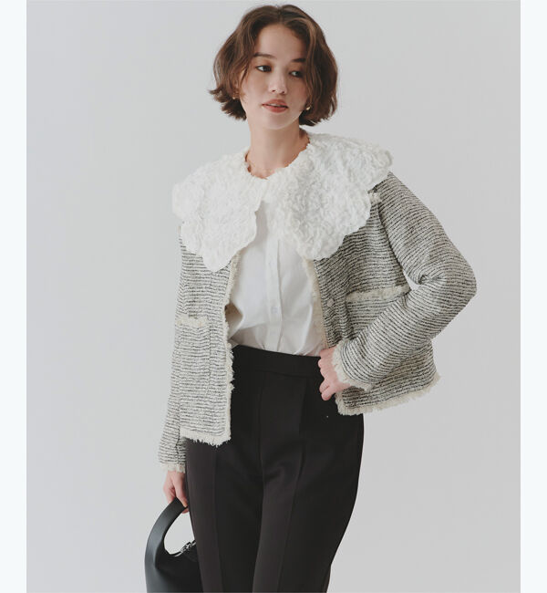 titivate「シアーフリル襟付シャツブラウス」|シャツ・ブラウス|オフホワイト