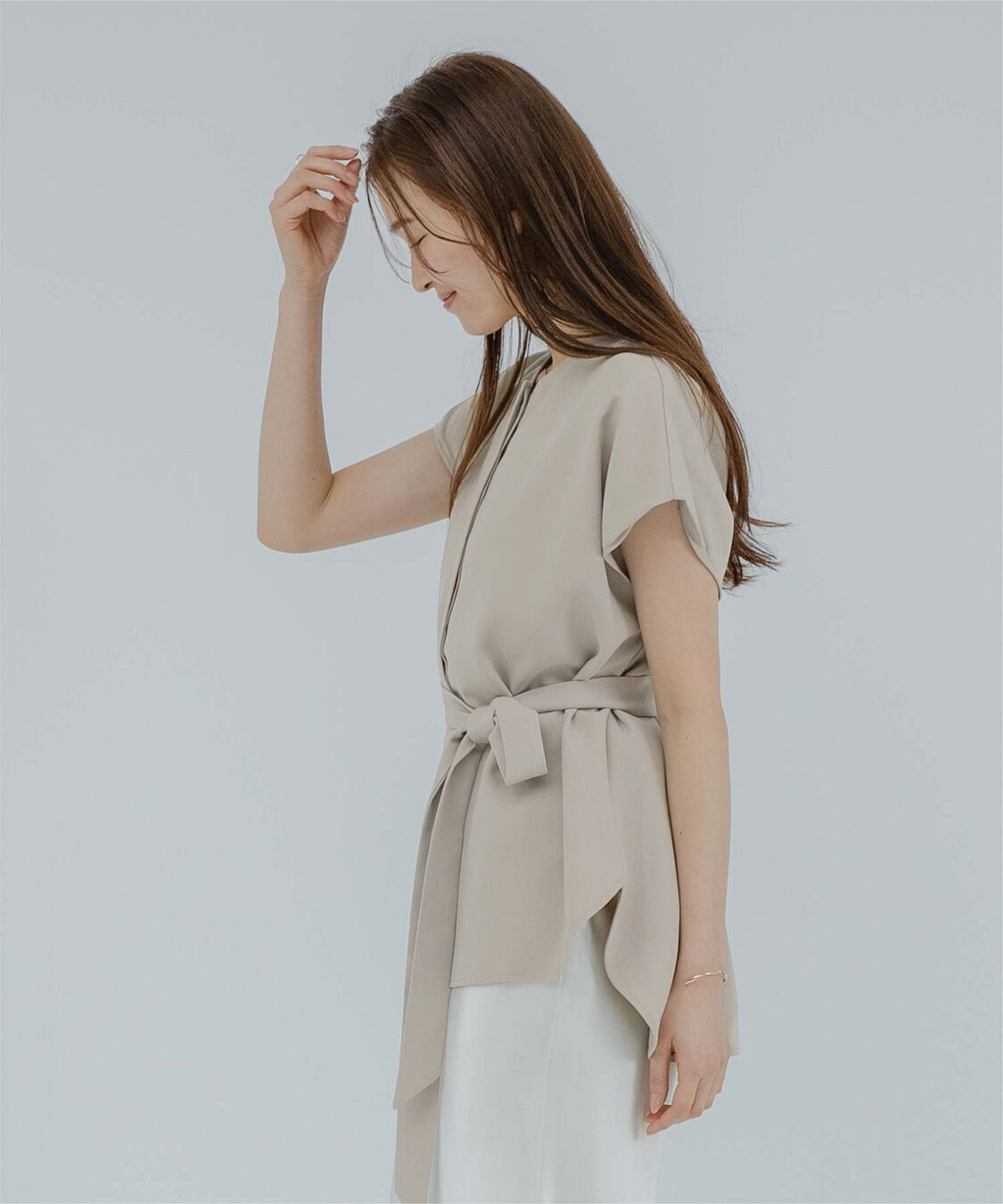 ur's「フレンチスリーブショルダータックノーカラーブラウス」|シャツ・ブラウス|