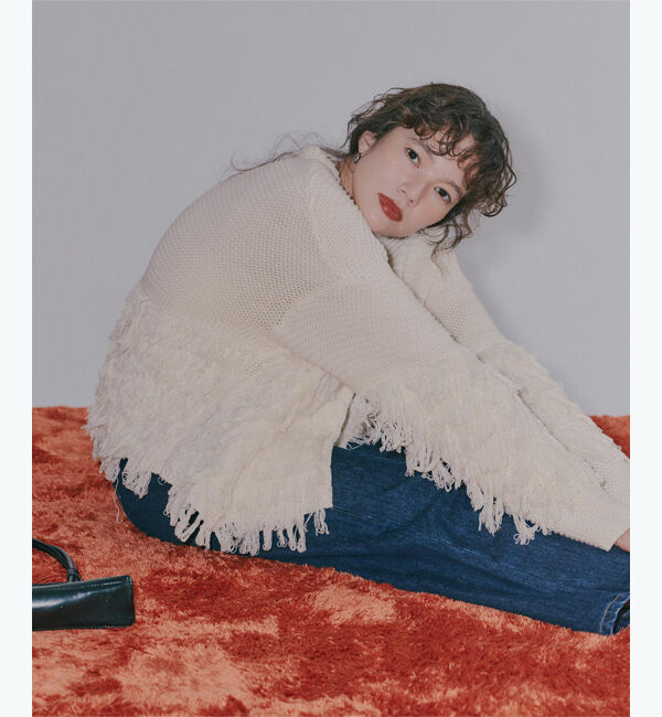 titivate「フリンジニットカーディガン」|ニット・セーター|