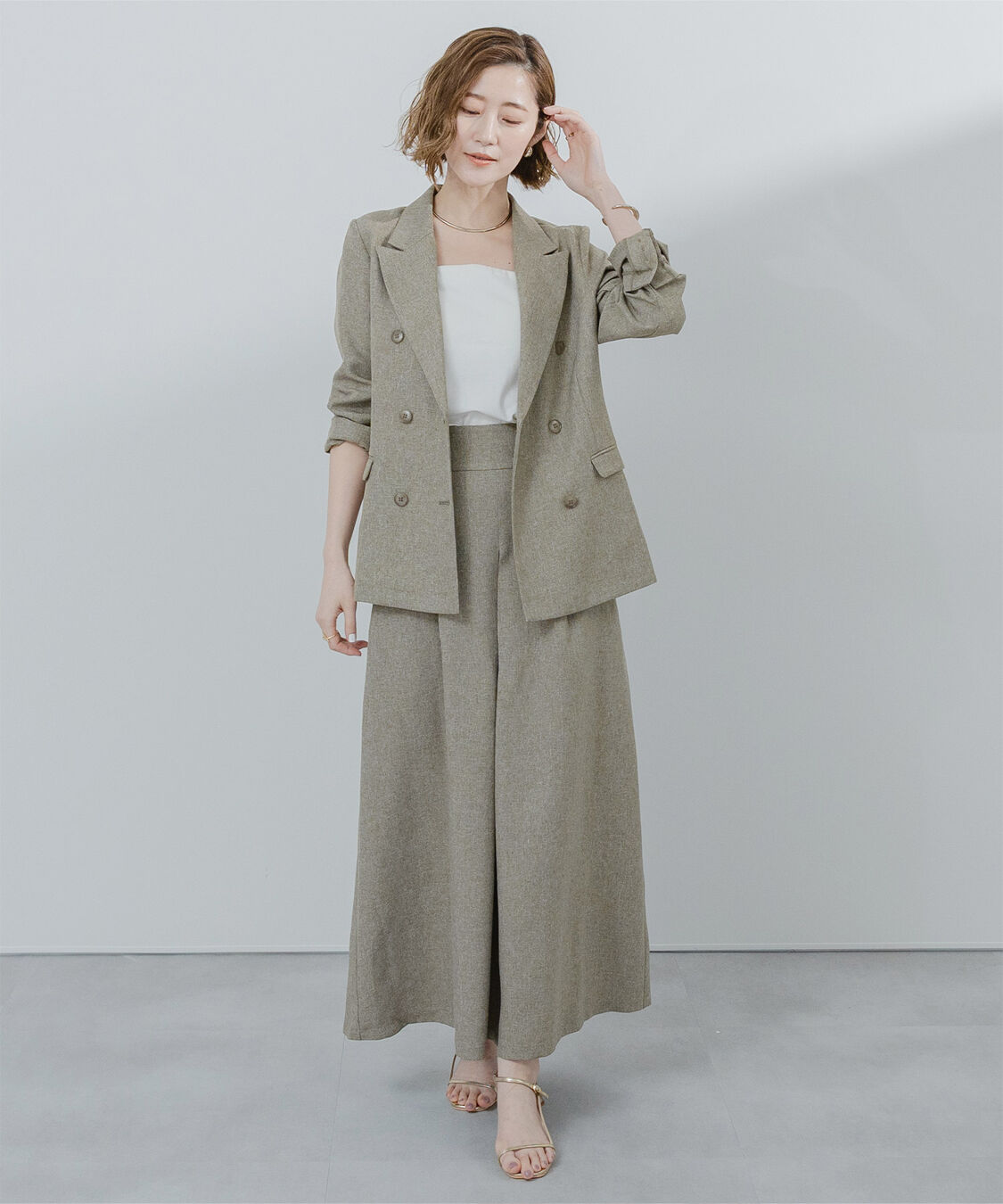 ur's「リネンライクダブルブレストジャケット」|テーラードジャケット|