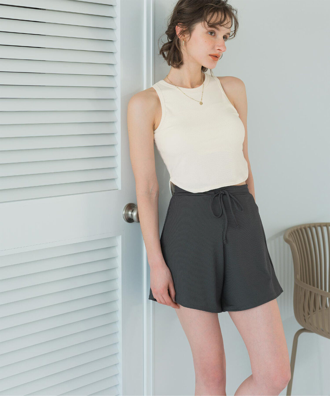 SEA DRESS「3点セット/ショートパンツ&times;タンクトップビキニ/水着」|ビキニ|オフホワイト