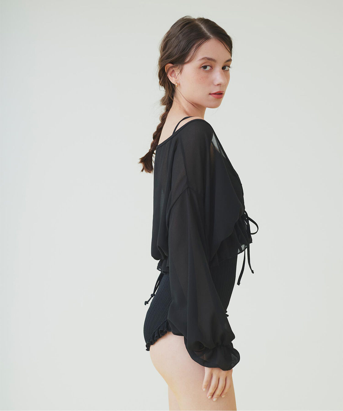 SEA DRESS「ボレロ付フリルデザインワンピース/セット水着」|ビキニ|ブラック