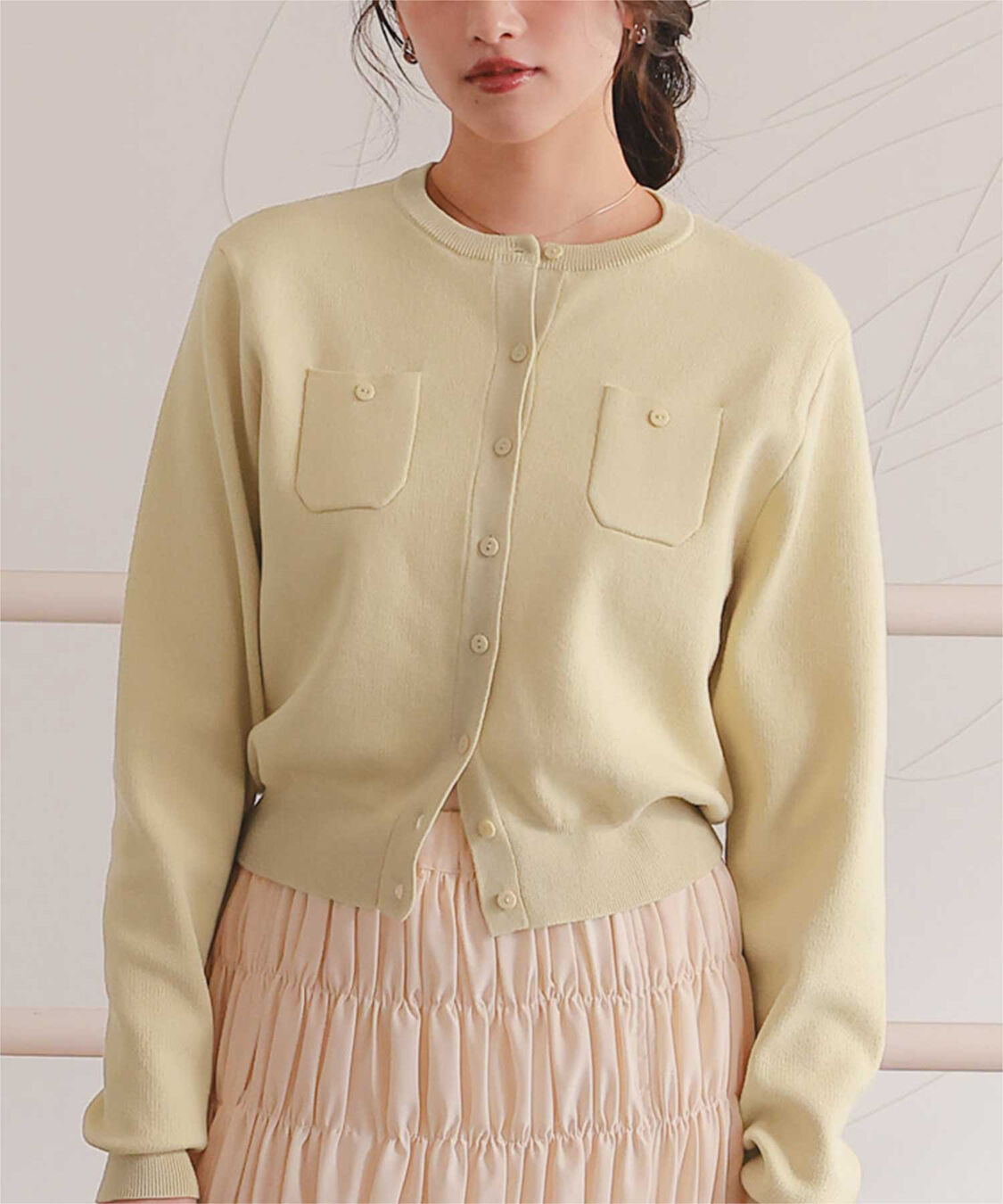 titivate「胸ポケットニットカーディガン」|ニット・セーター|イエロー