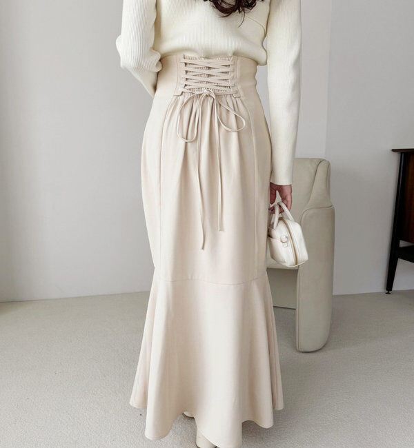  「【マイナス5キロ見え】後ろレースアップマーメイドスカート」|スカート|