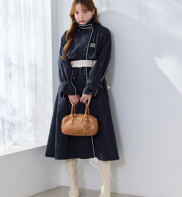  「【オリジナルロゴ入り】配色トレンチコート」|その他|ネイビー