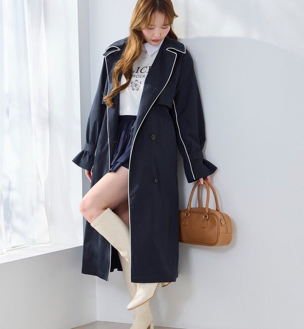  「【オリジナルロゴ入り】配色トレンチコート」|その他|