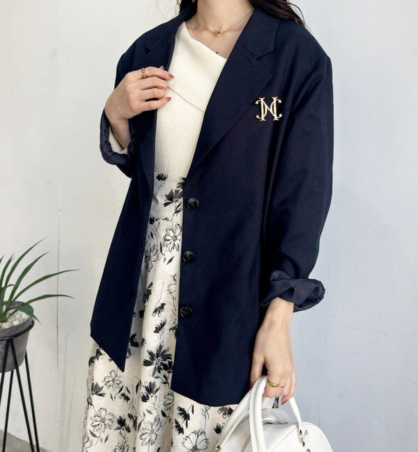  「バックレースアップテーラージャケット」|テーラードジャケット|ネイビー