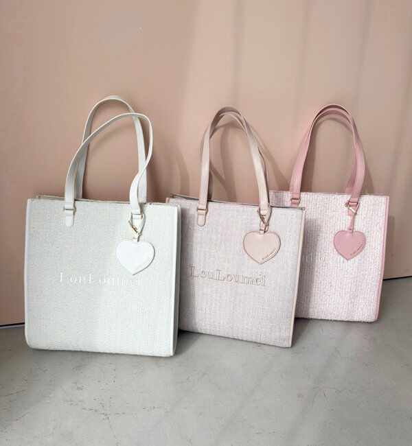  「【LouLoumei】8色展開／ハートチャーム付きトートバッグ／自立可能」|トートバッグ|