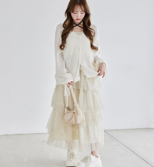  「袖リボンロングカーディガン」|ニット・セーター|