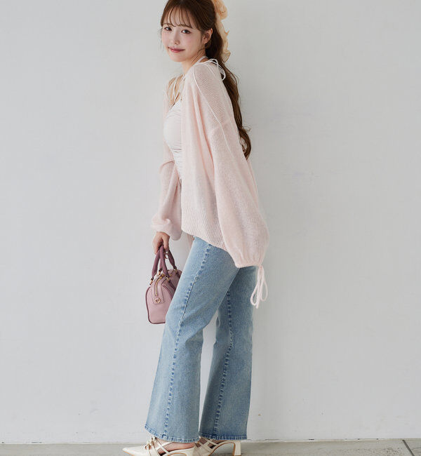  「袖リボンロングカーディガン」|ニット・セーター|