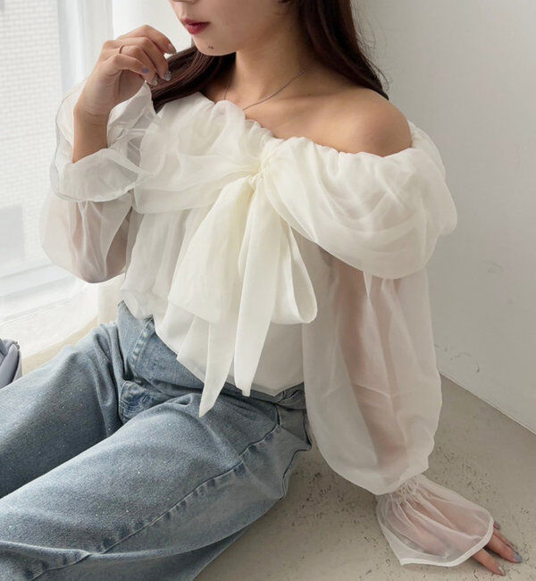  「オフショルリボンブラウス」|シャツ・ブラウス|