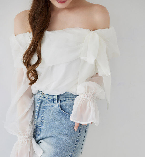  「オフショルリボンブラウス」|シャツ・ブラウス|