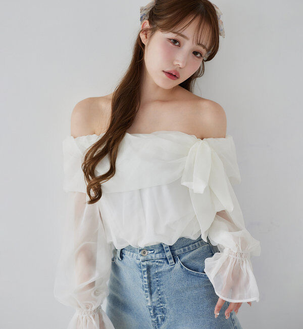  「オフショルリボンブラウス」|シャツ・ブラウス|