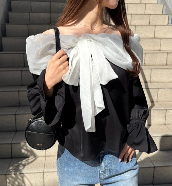  「オフショルリボンブラウス」|シャツ・ブラウス|