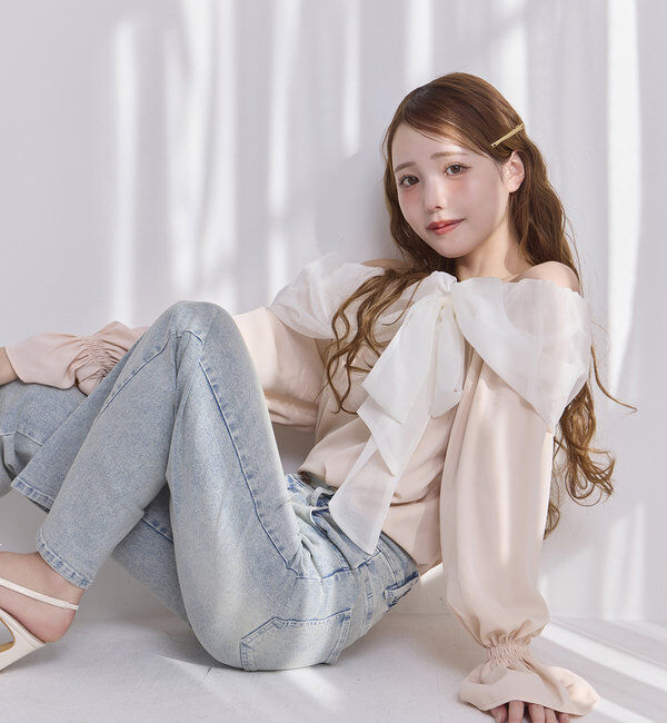  「オフショルリボンブラウス」|シャツ・ブラウス|