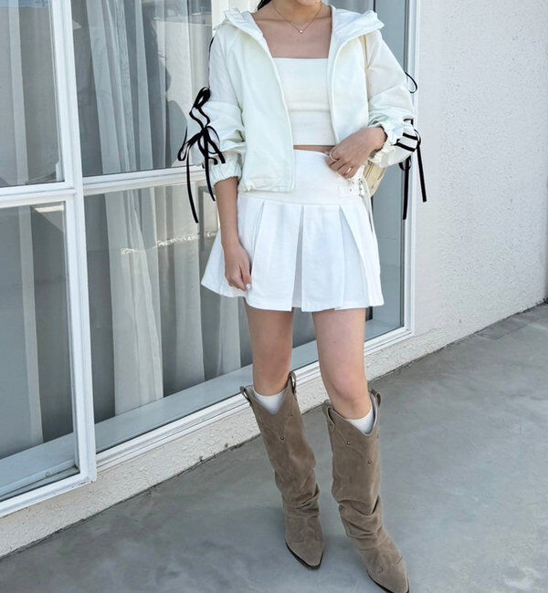  「【セットアップ可能】ベルト付きプリーツミニスカート」|スカート|