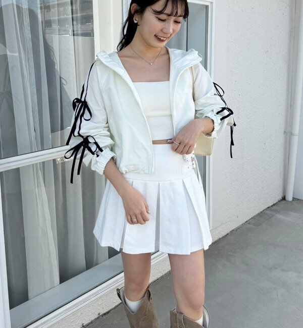  「【セットアップ可能】ベルト付きプリーツミニスカート」|スカート|