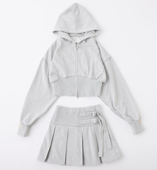  「【セットアップ可能】ベルト付きプリーツミニスカート」|スカート|