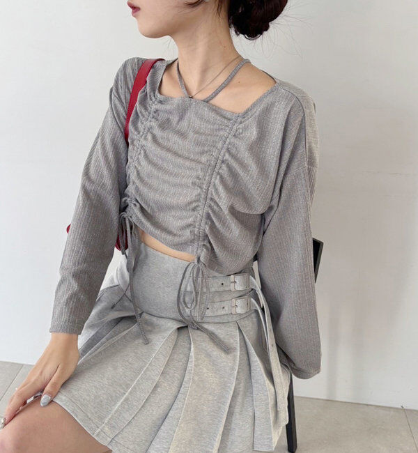  「【セットアップ可能】ベルト付きプリーツミニスカート」|スカート|