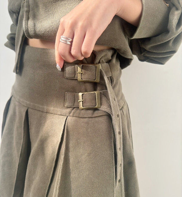  「【セットアップ可能】ベルト付きプリーツミニスカート」|スカート|