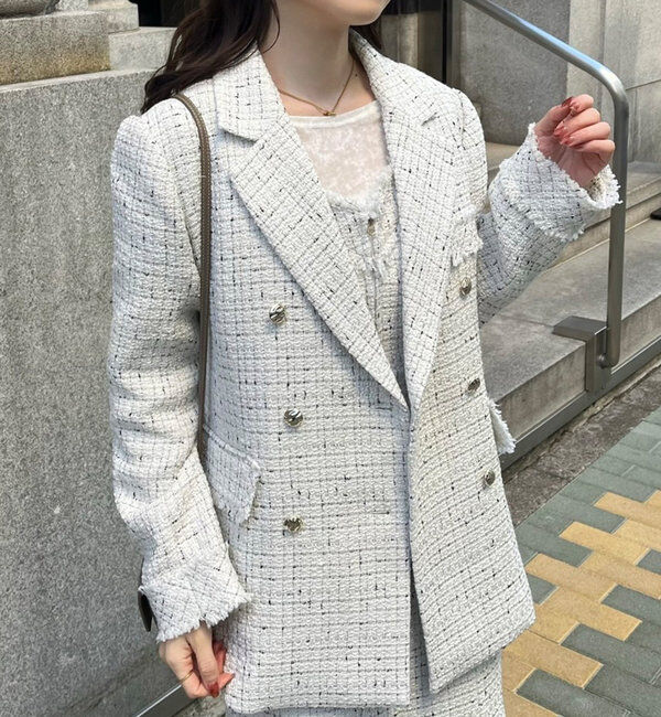  「【megumi企画】ツイードテーラードジャケット／再販売／新色追加」|テーラードジャケット|ホワイト系その他