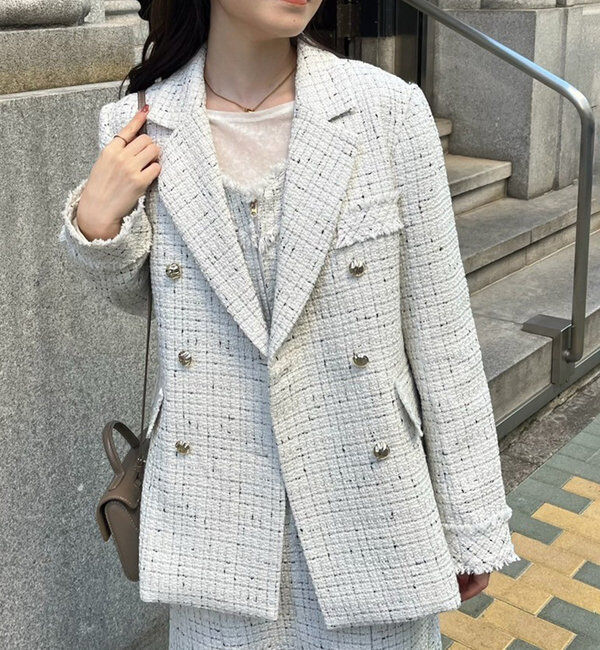  「【megumi企画】ツイードテーラードジャケット／再販売／新色追加」|テーラードジャケット|