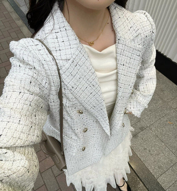  「【megumi企画】ツイードテーラードジャケット／再販売／新色追加」|テーラードジャケット|