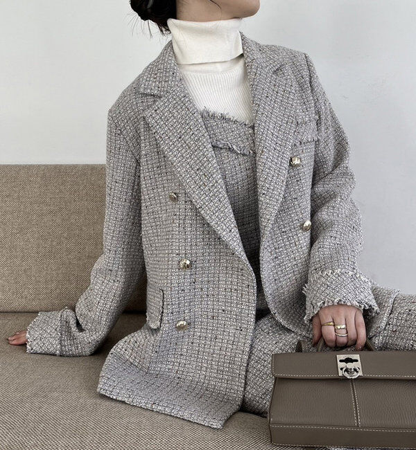  「【megumi企画】ツイードテーラードジャケット／再販売／新色追加」|テーラードジャケット|